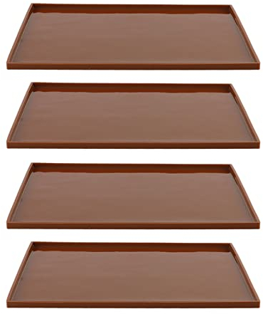 Paquete de 4 bandejas deshidratadoras de silicona para evitar que se peguen hojas deshidratadoras multifunción sin BPA con bordes para galletas secas para cuero de frutas Marrón
