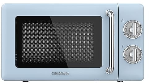 Cecotec Forno a Microonde Meccanico 20 L Proclean 3010 Retro Blue. 700 W in 6 livelli, timer fino a 30 minuti, modalità sbrinamento, design vintage blu, finiture in acciaio