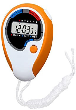 Chronomètre numérique pour Arbitre de Sport Chronomètre LCD à Main pour Sport Chronomètre pour Course à Pied Chronomètre électronique numérique avec lanière pour équipement d'exercice (Orange)