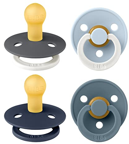 BIBS Colour Schnuller 4er-Pack, BPA-frei. 2 stück im Dunkeln Leuchtende, Kirschform Nippel. Naturkautschuk/Latex, Hergestellt in Dänemark. 0-6 Monate (4er Pack), Petrol Glow Mix