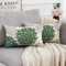 Sofa Kissenbezug 30 x 50 cm Dahlie Blume Leinen Dekorative Lendenkissen Moderne Abstrakte Geometrische Couchkissen Dekokissen Kissenhülle für Sofa Wohnzimmer Auto, Grün und Grau