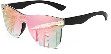 FEISEDY Randlose Sonnenbrille Verspiegelt Herren Damen One Piece Dunkle Gläser mit UV400 Schutz B4114