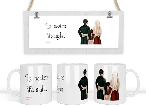 Tazza mug personalizzata famiglia musulmana mamma papà e bambino o bambina personalizzata abiti e frase idea regalo anniversario compleanno