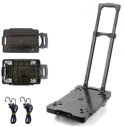 BLOHEIWA Folding Hand Truck,Moving Furniture Dolly Connectable,Capacity Dolly Moving Heavy Furniture,Luggage Travel Shopping and Office Use,440 LB Luggage Cart,Black,1 Pack with Handle
