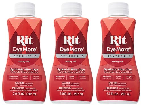 Rit DyeMore - Tinte de fibra líquida sintética de 7 onzas para ropa, decoración y manualidades, rojo carreras (paquete de 3)