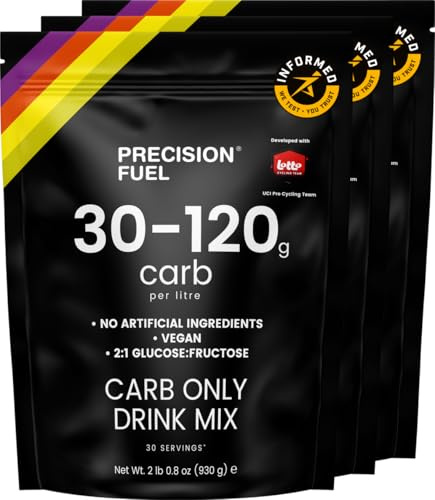 Precision Hydration Carb Only Drink Mix - Energy & Carbohydrate Powder, Mild Citrus Flavor, Up to 120g Carbs/Litre, Vegan - Ideal for Pro Cycling & High-Intensity Sports (3-Pack)