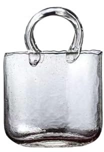 Fofetbfo Glas-Taschenvase für Blumen, Glasvase mit Elegantem Taschen-Design, Glasvasen, Fischschale, Klare Glasvase mit Griffen in Taschenform für Tischdekorationen bei Hochzeiten(#1)