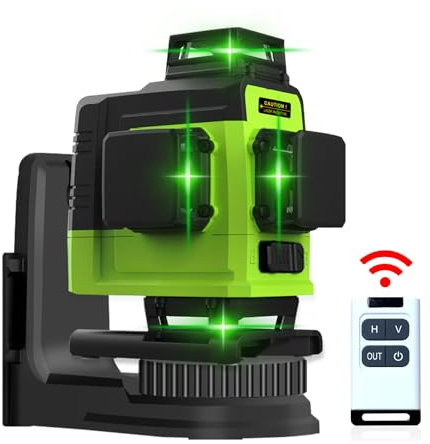 Laser Level, Zokoun Cross line Meter 4D Green Beams Tiling Floor Laser Tool with 5000mAh Lithium-ion Battery 4x360 self-Leveling Pluse Mode