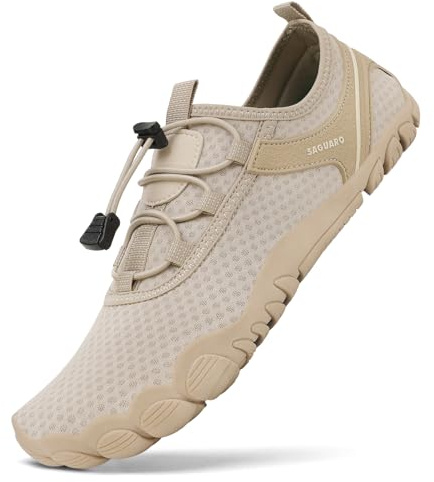 SAGUARO Chaussures de Randonnée d'été Unisexes Chaussures de Sports Nautiques pour Homme Chaussures de Natation Antidérapantes avec Trous d'évacuation Beige 46 EU