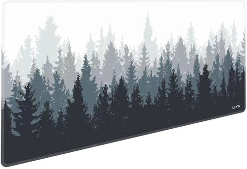 LznYi Extended Big Mouse Pad 600x300mm, Long Computer Keyboard Mouse Mat Mousepad with Non-Slip Base and Stitched Edge for Gaming Office Work (60x30 Forest-UK)