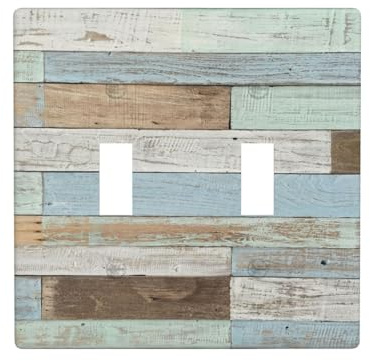 Farmhouse Holz-Lichtschalter-Abdeckplatten, Vintage, dekorative 2-Gang-Wandplatte, Doppel-Kippschalter, Lichtschalter-Abdeckung