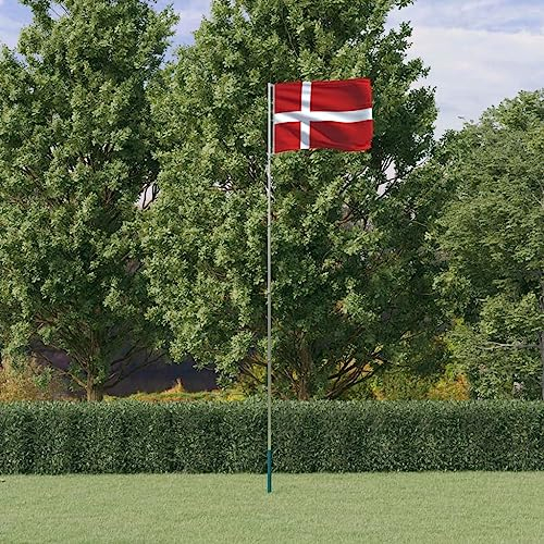 Haushaltsartikel, Dänemark-Flagge und Mast, 5,55 m, Aluminium, Anzugmöbel