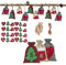 24 Sets Weihnachten Kordelzugbeutel mit Filz Herz Baum Sockenaufkleber Holzklammern Seile Hängende Countdown Süßigkeiten Geschenk Party