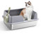 XLStainless Steel Cat Litter Box, Large Cat Litter Tray with High Sides Anti Leakage, Odor Control, Metal Litter Box with Anti-slip Bottom, Easy Cleaning Kitten Litter Tray for Cats, Grey