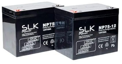 SLK Power Mobility Scooter AGM Battery Pair of 2 x 12v 75ah Reliable And long Lasting Replacement Batteries For Electric Scooters And Wheelchairs