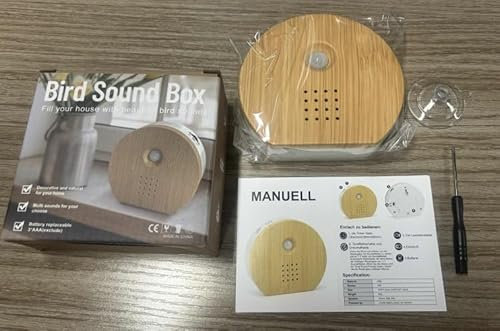 Vogelgezwitscher Box, Vogelgezwitscher Bewegungsmelder mit Wandhalterung,11 Klangeffekte & 2 Wiedergabemodi,Naturgeräuschebox Vogel Gesang enthalten Vogelgesang, Bachgeflüster, Meeresrauschen