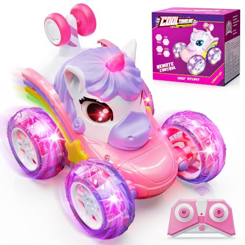 Hot Bee Voiture Telecommandé Enfant Rechargeable, Voiture Télécommandée Fille, Jouet Enfant 3 4 5 6 Ans Fille, Licorne Jouet, Cadeau 3 4 5 6 Ans, Licorne Cadeau pour De 3+