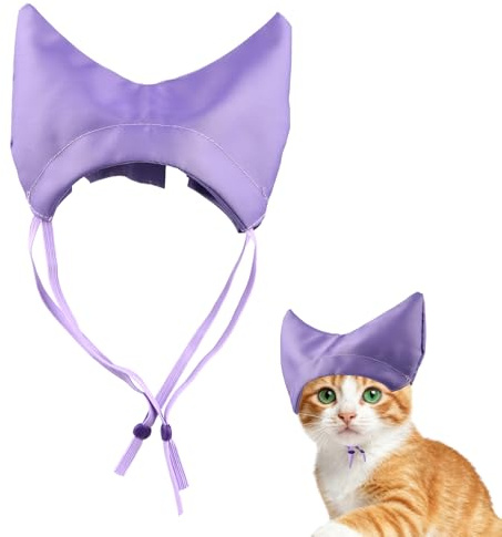 Nextpal Adjustable Waterproof Pet Shower Cap, Reusable Bath Ear Protection Cover, for Sphynx Hairless Cat and Small Dog Grooming Washing Ear Drops Protection, Purple Pet Bathing Accessory