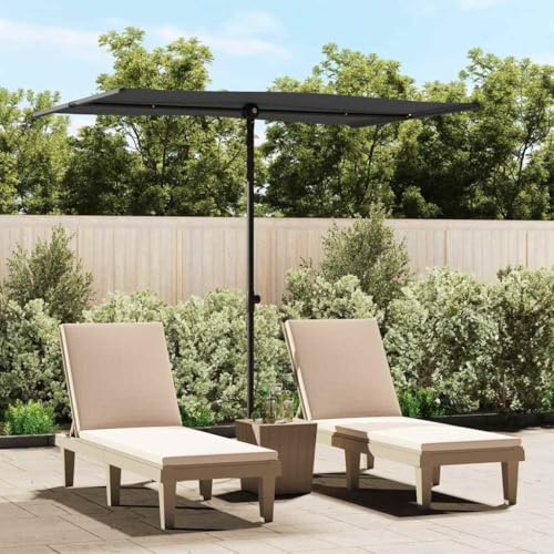 Garten Sichtschutz, Sonnenschirm mit Aluminium-Mast 2x1, 5 m Schwarz für Balkon, Pool, Terrasse