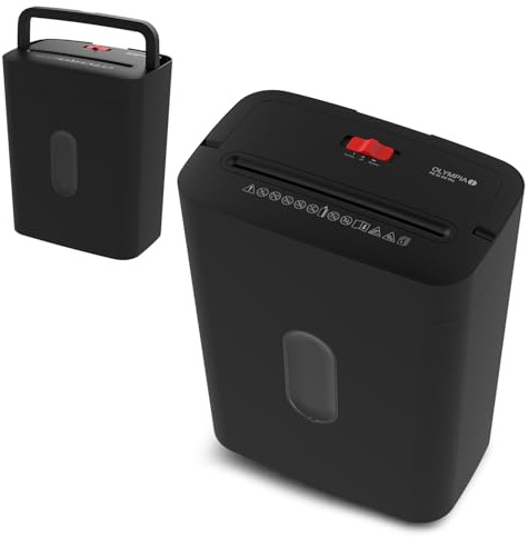 OLYMPIA PS 54 CC Pro Aktenvernichter | Papierschredder mit Partikelschnitt 4×38 mm | Schredder Aktenvernichter für Home Office | Shredder Papier 8-Blatt | Mit universal Aufsatz | Paper Shredder