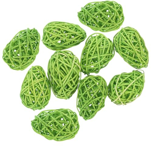 SHINEOFI Rattankugeln Ostereier 10 Stück Bunte Naturrattan Deko 6,5cm Osterkorb Füller und Osterschmuck für Osterfeiern und Kinderfeste