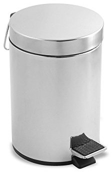 Metaltex 29831810 Cubo con Pedal Redondo, Acero Inoxidable, 3 litros, INOX