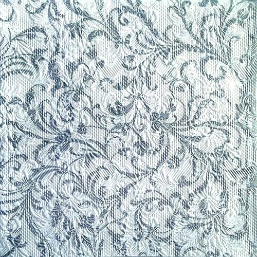 Ambiente Servietten Lunch 33x33cm Elegance Damask Weiss - White/ Silber- Silver