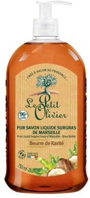 Le Petit Olivier - Pur Savon Liquide Surgras de Marseille Beurre de Karité - Fabriqué en France - Flacon pompe 750 ml