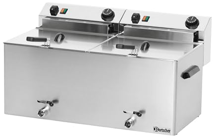 Bartscher Elektrofritteuse PROFI 2 Becken je 10 Liter mit Fettablasshahn Gastronomiebedarf