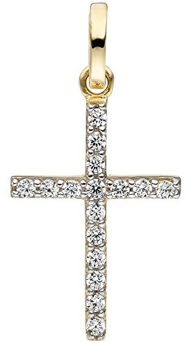 Jobo Damen-Anhänger Kreuz aus 9 Karat 375 Gold mit 16 Zirkonia
