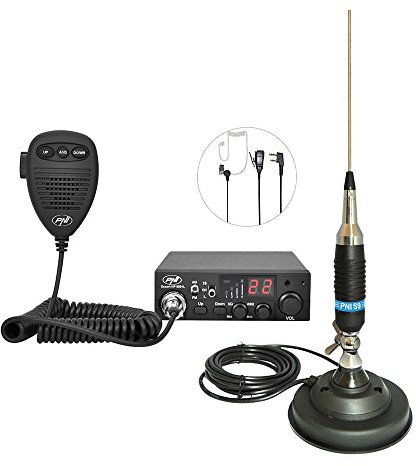 CB-Funkkit CB PNI Escort HP 8001L ASQ + CB-Antenne PNI S9, Zigarettenanzünderstecker und Kopfhörer HS81L im Lieferumfang enthalten
