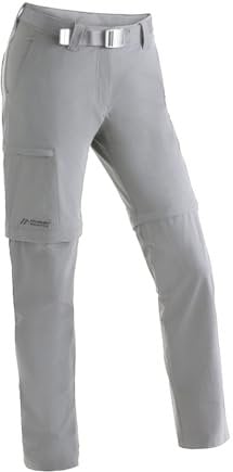Maier Sports Inara Slim Zip, Damen Wanderhose, Wasserabweisende Hose für Trekking und Hiking, Enganliegender Schnitt, Zipp-off-Funktion, PFC-frei, mSTRETCH pro 4 & Dryprotec, Grau, 23 (W38/L30)