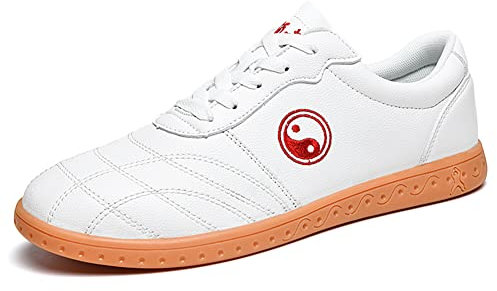 Unisexo Tai Chi Wu Shu Kung Fu Zapatos Respirable Antideslizante Deporte Gimnasio Zapatilla de Deporte para Diario Formación Ejercicio mañanero (Blanco, Numeric_39)