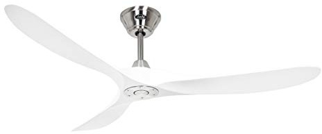 Energiespar Deckenventilator mit Fernbedienung Eco Genuino Chrom gebürstet / Matt Weiß 152 cm