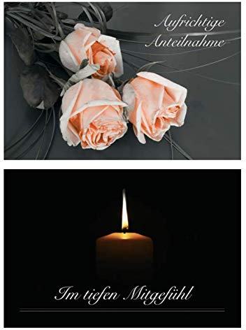 Merz Designkarten 2 Stück einfühlsame Premium-Trauerkarten/Beileidskarten im Set mit 2 Briefkuverts - Anteilnahme Trauerkarte, Spruch