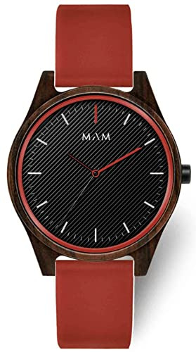 Mam relojes areno Herren Uhr analog Japanisches Quarzwerk mit Leder Armband 695