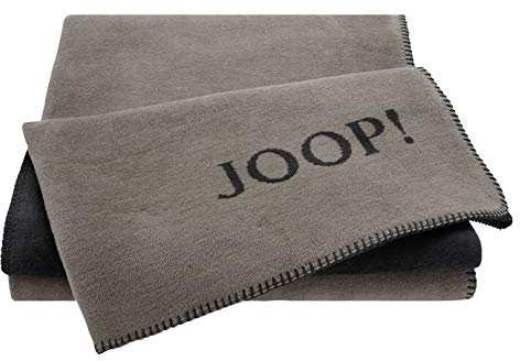 Joop!® Uni-Doubleface I flauschig-weiche Kuscheldecke Taupe-Anthrazit I Wohndecke aus Baumwolle und Polyacryl in braun I Tagesdecke 150x200cm I nachhaltig produziert in DE I Öko-Tex Standard 100