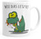 MoonWorks® Kaffee-Tasse Fun Motiv kleiner Dino frisst Einhorn Spruch Wie das Letzte? Bürotasse lustige Kaffeebecher weiss Keramik-Tasse weiß Keramik-Tasse