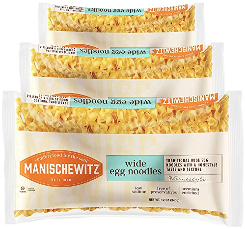 Manischewitz Traditional Extra Wide Egg Noodles 340g (Pack of 3) | Homestyle Taste & Texture, Premium Enriched, Low Sodium, No Preservatives