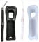 2 x Silicone Skin Cover Shell Case with Wrist Strap rope for Nintendo Wii Remote controller (White + Black)