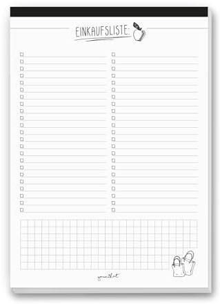 younikat Einkaufsliste Notizblock I DIN A4 I 50 Blatt I Einkaufsblöcke mit Vordruck für die Küche Handtasche Auto I Organizer aus Papier zum Abreißen I dv910