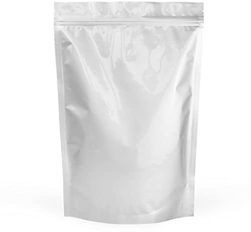 Evergreen Goods 50 Aluminium Foil Food Storage Packaging Bags (210 x 310 mm, Available in 5 Sizes) | Reusable Pouches, Heat-Sealable, Stand Able, Zip Lock Bags with Tear Notch | Tea Coffee Beans, Nuts