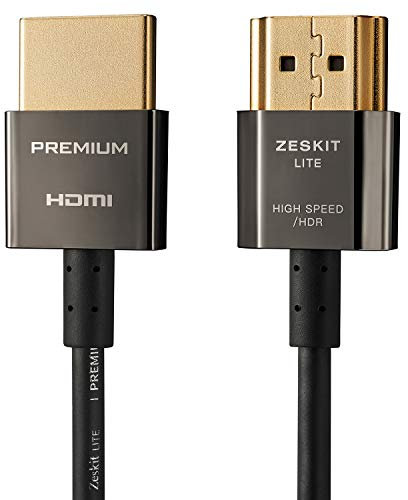 Zeskit Lite 4K Premium HDMI 2.0b High Speed with Ethernet 5ft Ultra Thin, 18Gbps 4K60 ARC HDR HDCP 2.2 2.3 Compatible with Dolby Vision Apple TV 4K Roku Sony LG Samsung Vizio Xbox PS4 PS5 Switch