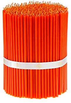 Danilovo Reine Bienenwachskerzen - Kegelkerzen Tropffrei, Rauchfrei, Lang, Dünn - Dekorative Kerzen für Kirchengebet, Dekoration oder Geburtstag - Honig-Duftkerzen 15x0,5 cm (Orange, 700 Stk.)