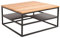 SAM Couchtisch 80x80 cm Talas, Wildeiche massiv + geölt, Sofatisch mit schwarzem Metallgestell und 2 Ablagen, modernes Industrial-Design