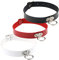 Aabellay 3PCS Breit Lederhalsband Halskette Damen Leder Choker Metall Ring Halsband Gotik Punk Rock Lederband Einstellbar Kragen - Schwarz Weiß Rot