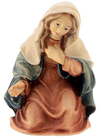 Holyart Maria Holzfigur für Matteo-Krippe Grödnertal, 12 cm