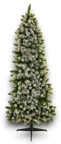 KORAT Albero di Natale a Parete 180 cm Verde Innevato Salvaspazio 317 Punte Realistiche, Design Slim da Muro, Effetto Neve Naturale, Base Stabile in Metallo, Ideale per Ambienti Piccoli, Case e Uffici