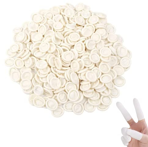 Frdelma Doigtiers en Latex, Couvre-Doigts Gants en Latex Protège Doigt Protecteur de Bout des Doigts pour Doigt Blessé, Doigt Fissuré, Nail Art, DIY, Artisanat (Blanc)