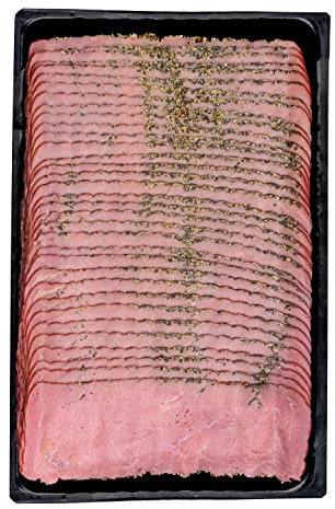 Food-United PASTRAMI Rinderschinken im Pfeffermantel 500g geräuchert und geschnitten in Scheiben mit schwarzen Pfeffer umhüllt perfekt als Snack oder auch für ein American Barbeque BBQ (1)
